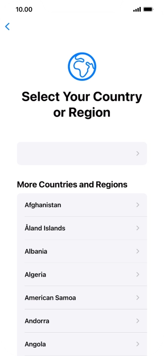 Press the required country or area.