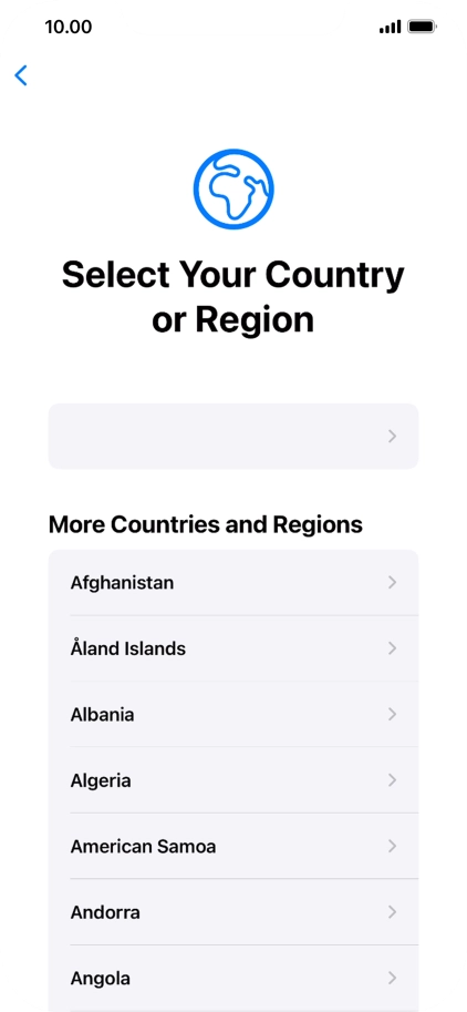 Press the required country or area.