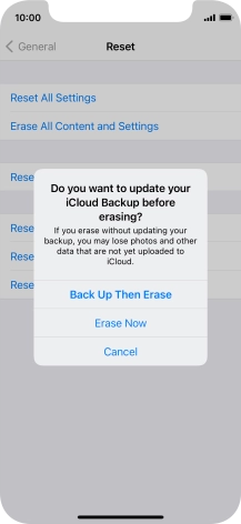 Press the required setting.