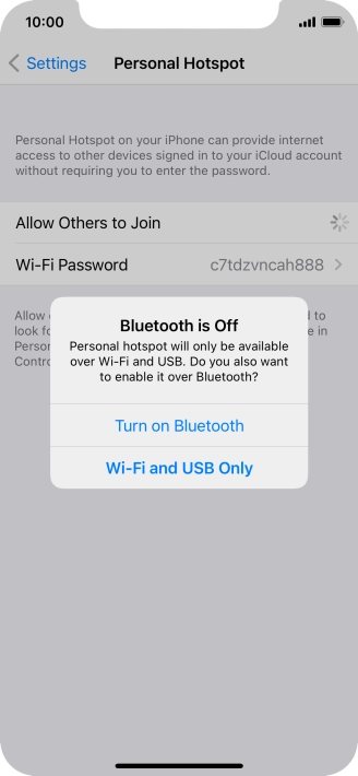 If Wi-Fi is turned on, press Wi-Fi and USB Only.