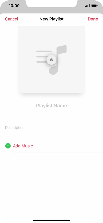 Press the text input field and key in a name for the playlist.