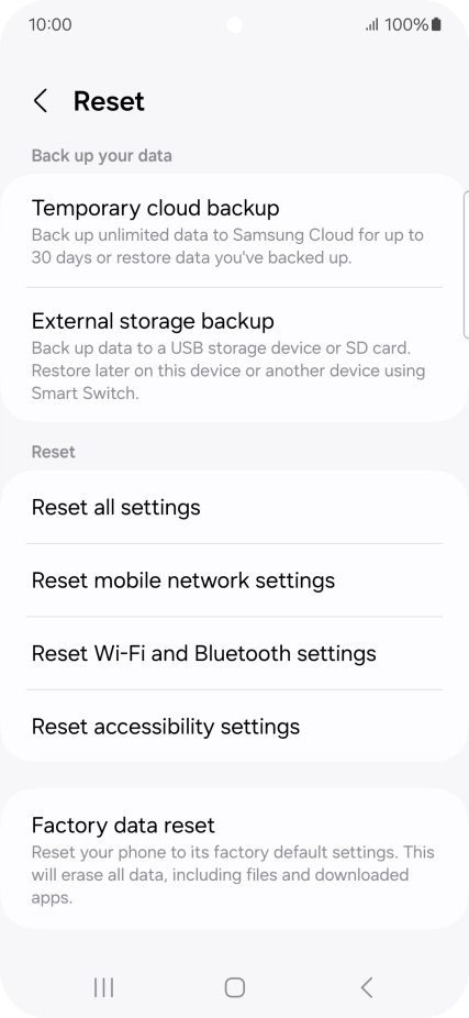 Press Factory data reset.