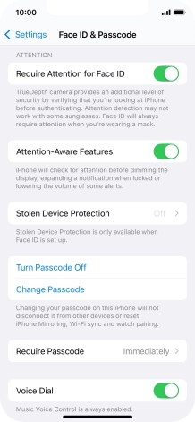 Press Turn Passcode Off and key in the phone lock code.