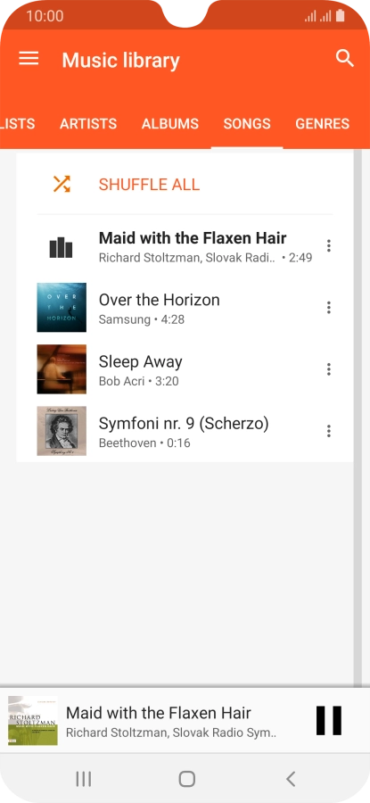 Press the song title at the bottom of the screen.