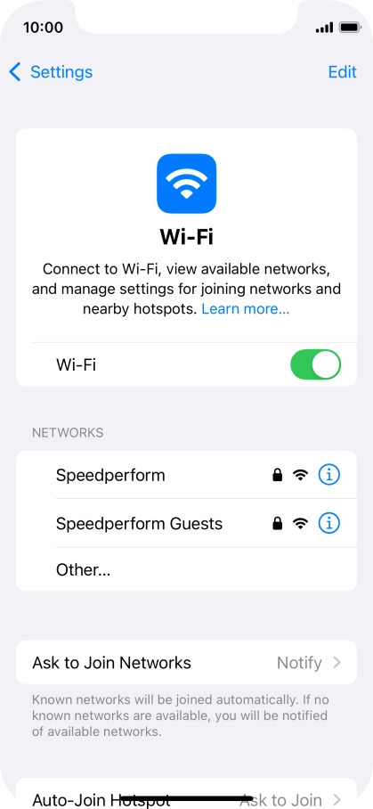 Press the required Wi-Fi network and key in the password for the Wi-Fi network.
