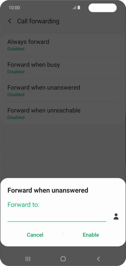 Key in (prefix) 5 (your phone number) and press Enable.