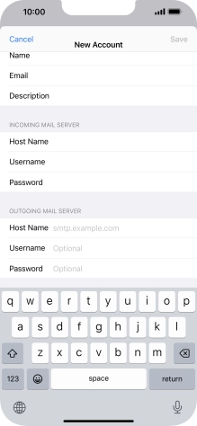 Press Host Name and key in mail.vodafone.ie.