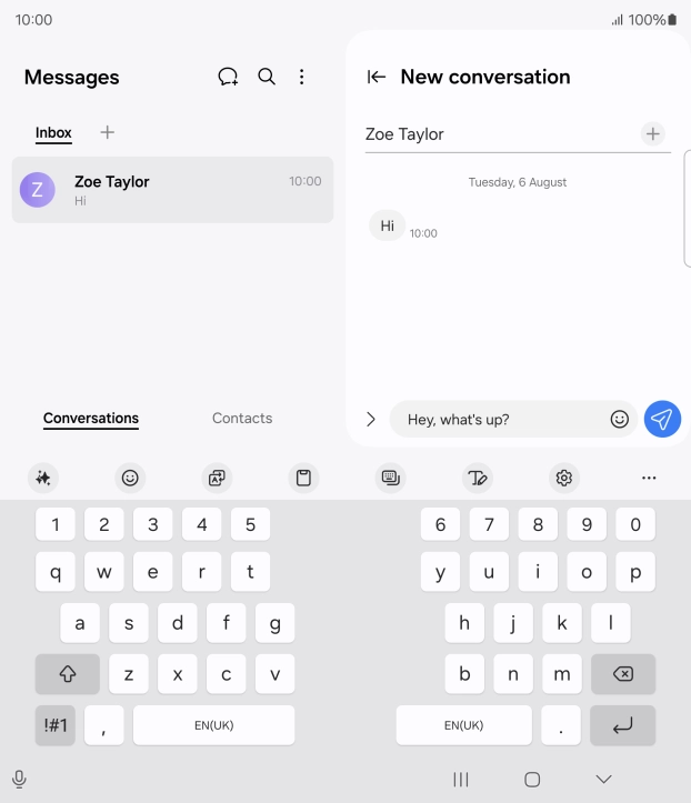 Create a new message and write the required text.