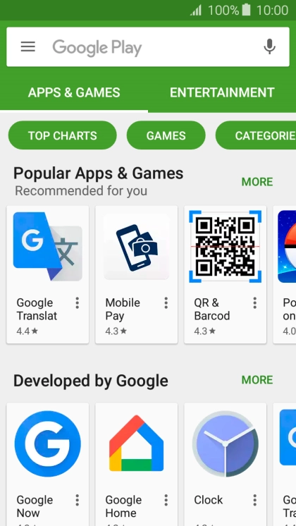 Press the search field.