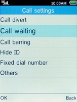 Select Call waiting and press the Left selection key. Select Call waiting and press the Left selection key.