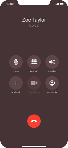 Press the end call icon to end the call.