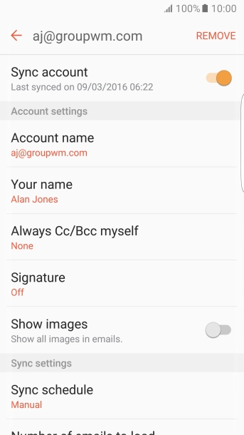 Press Sync account to turn on the function.