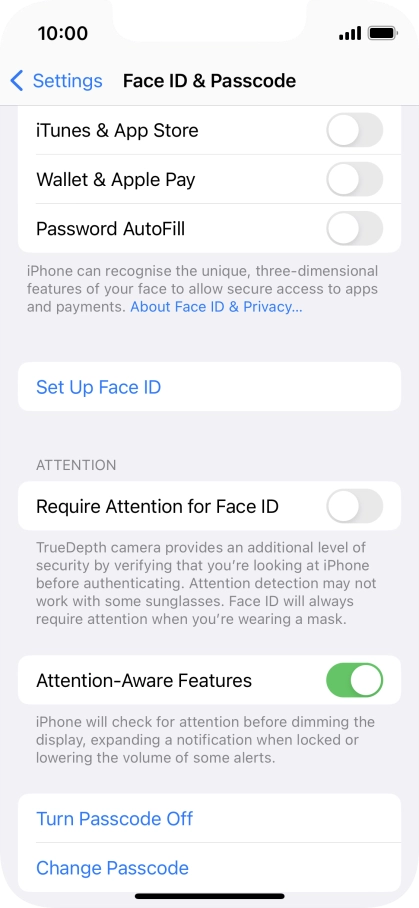 Press Turn Passcode Off and key in the phone lock code.