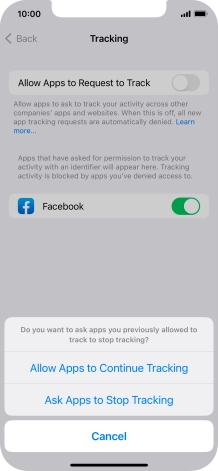 If you turn off the function, press the required setting.