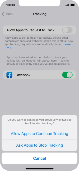 If you turn off the function, press the required setting.