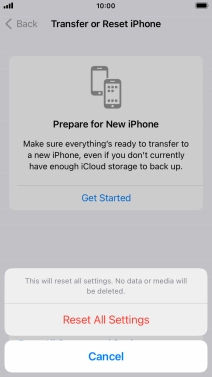 Press Reset All Settings.