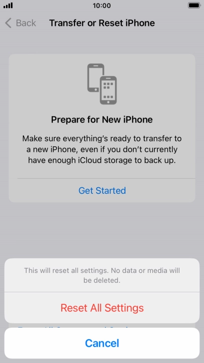 Press Reset All Settings.