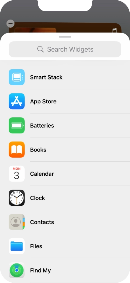 Press the required widget.