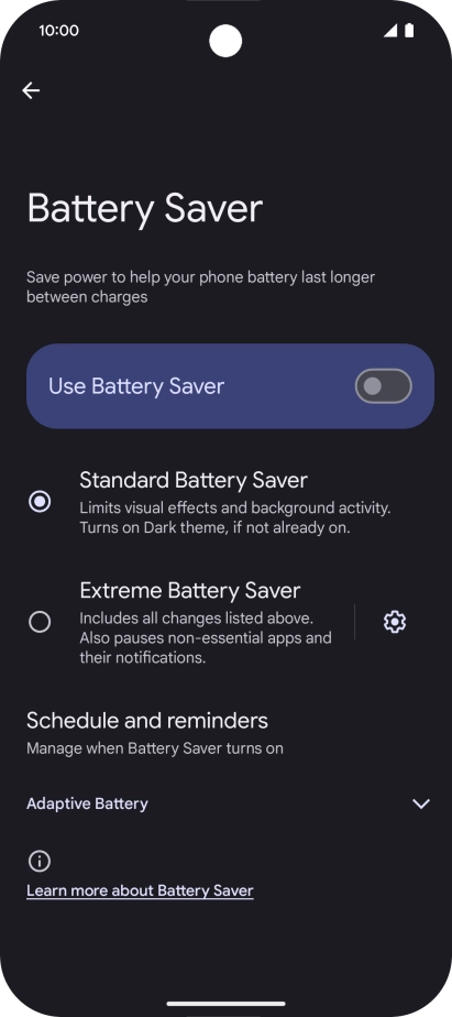 Press the required settings to turn them on or off.