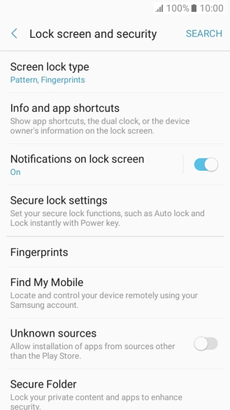 Press Screen lock type and key in the current phone lock code.