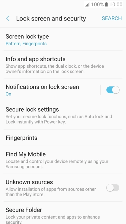 Press Screen lock type and key in the current phone lock code.