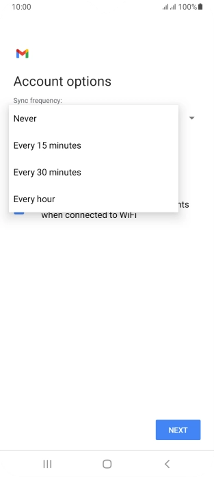 Press the required setting.