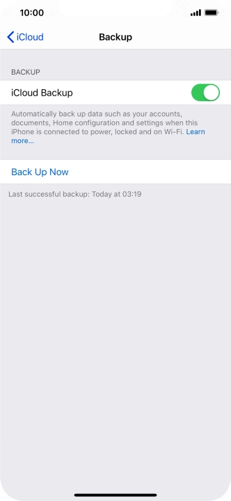 Press Back Up Now and wait while the phone memory is backed up.
