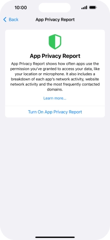 Press Turn On App Privacy Report to turn on the function.