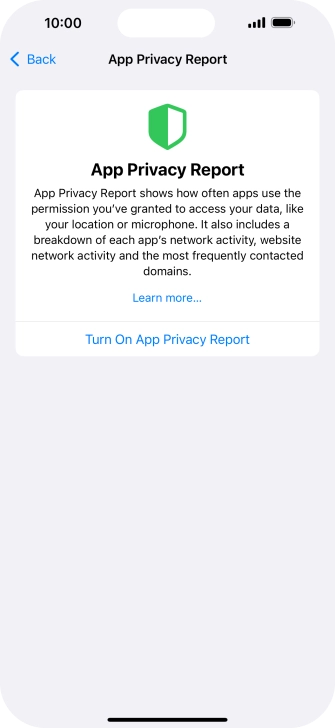 Press Turn On App Privacy Report to turn on the function.