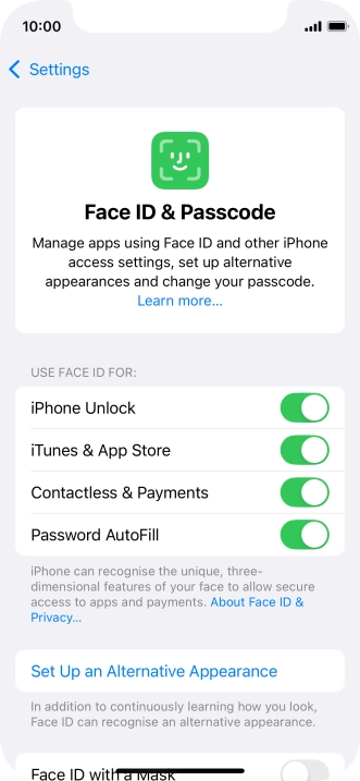 Press the indicators next to the required settings to turn them on or off. Press the indicators next to the required settings to turn them on or off.