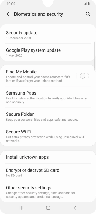 Press Other security settings.