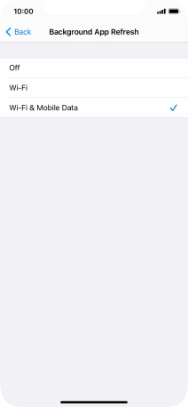 To turn off background refresh of apps, press Off.