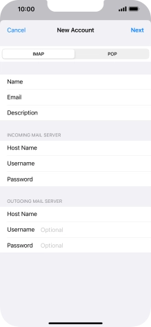 Press Username and key in the username for your email account.
