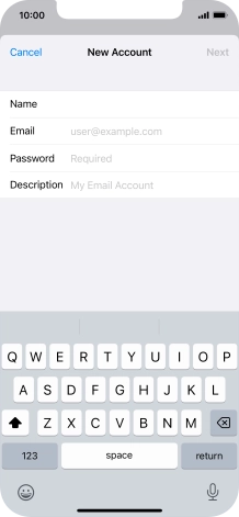 Press Email and key in your email address.