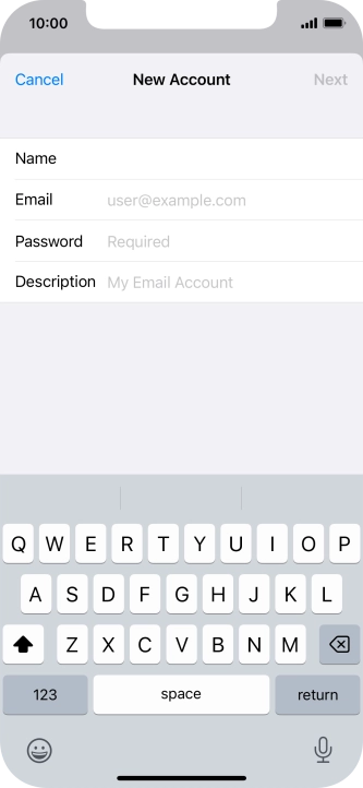 Press Email and key in your email address.