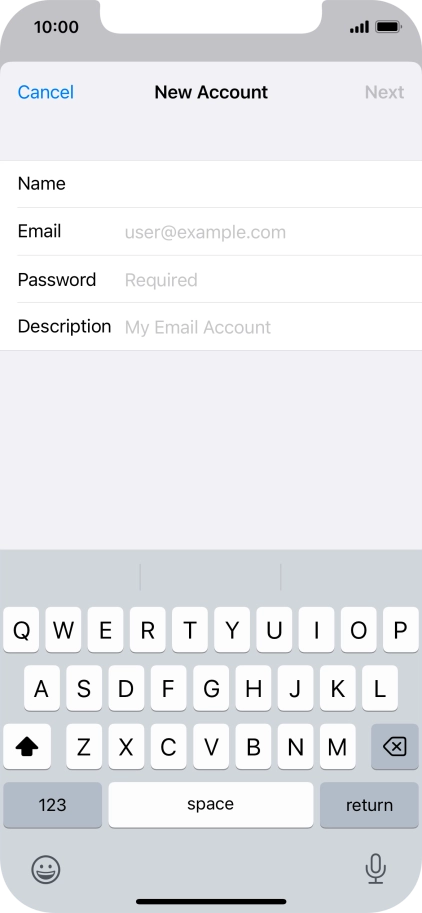Press Email and key in your email address.