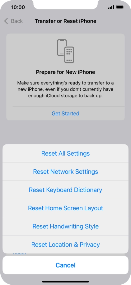 Press Reset All Settings.