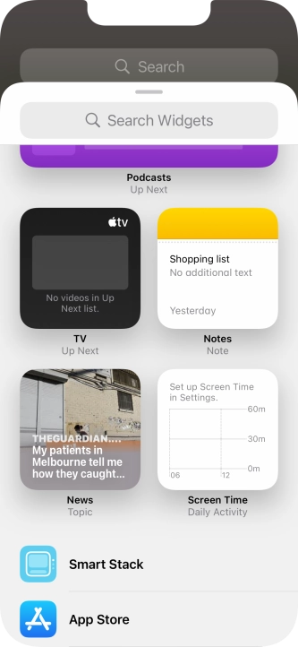 Press the required widget.