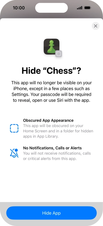 Press Hide App.