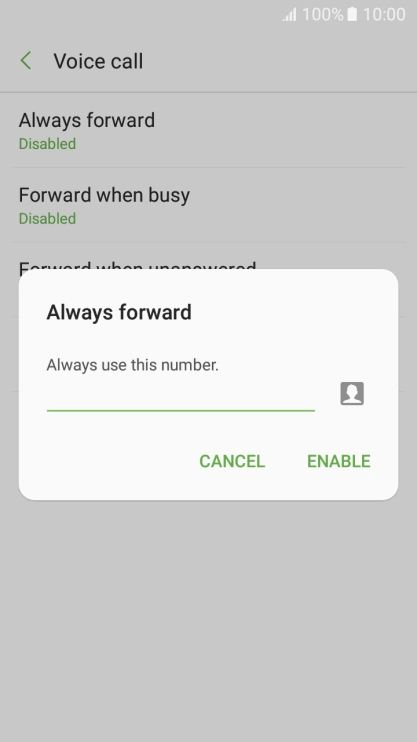 Key in (prefix) 5 (your phone number) and press ENABLE.