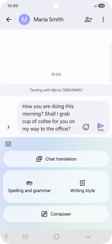 To check your text for grammatical and spelling errors, press Spelling and grammar and follow the instructions on the screen to use the function.