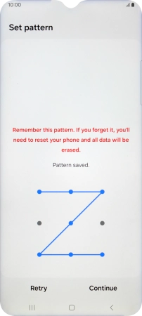 Slide your finger across the screen to connect at least four points and press Continue.