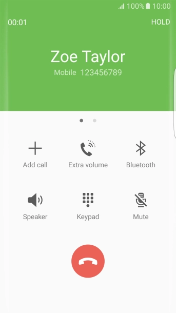 Press the end call icon.