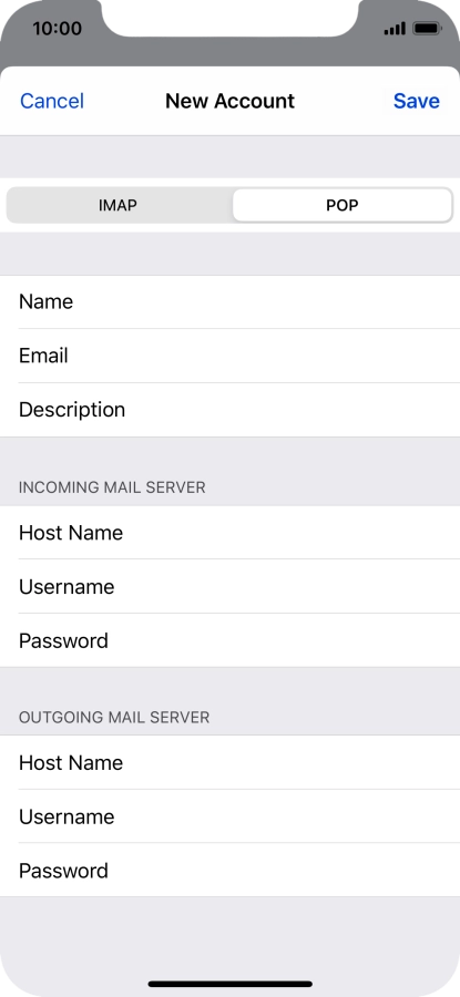 Press Save. Your email account has now been set up. To select more settings for incoming and outgoing server, proceed with the following steps. Press Save. Your email account has now been set up. To select more settings for incoming and outgoing server, proceed with the following steps.