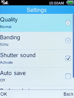 Select Quality and press the Left selection key.
