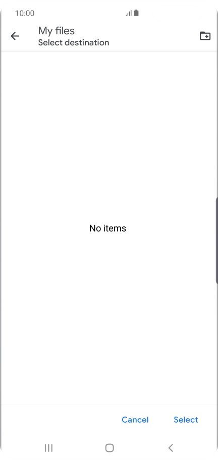 To create a new folder, press the new folder icon and follow the instructions on the screen to create a new folder.