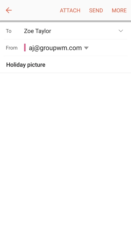 Press the text input field and write the text for your email message.