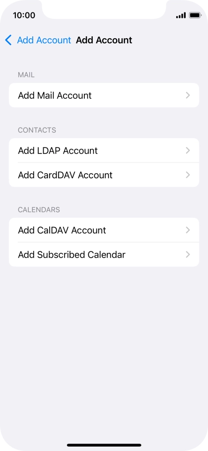 Press Add Mail Account. Press Add Mail Account.