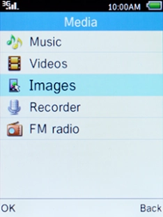 Select Images and press the Left selection key.