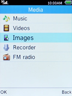 Select Images and press the Left selection key.